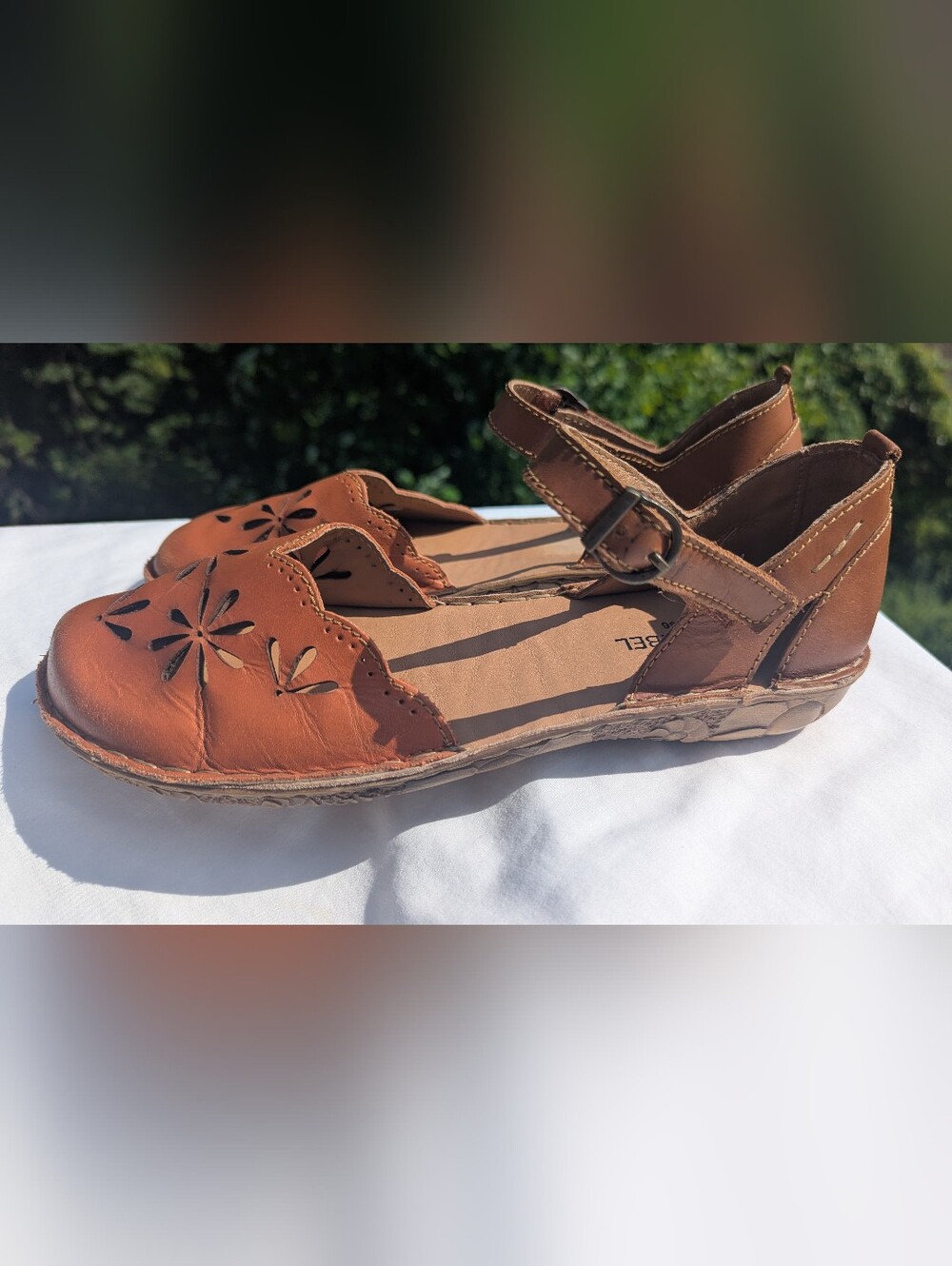 Josef Seibel Rosalie Sandals Women's Brown Leather Cutout Adjustable